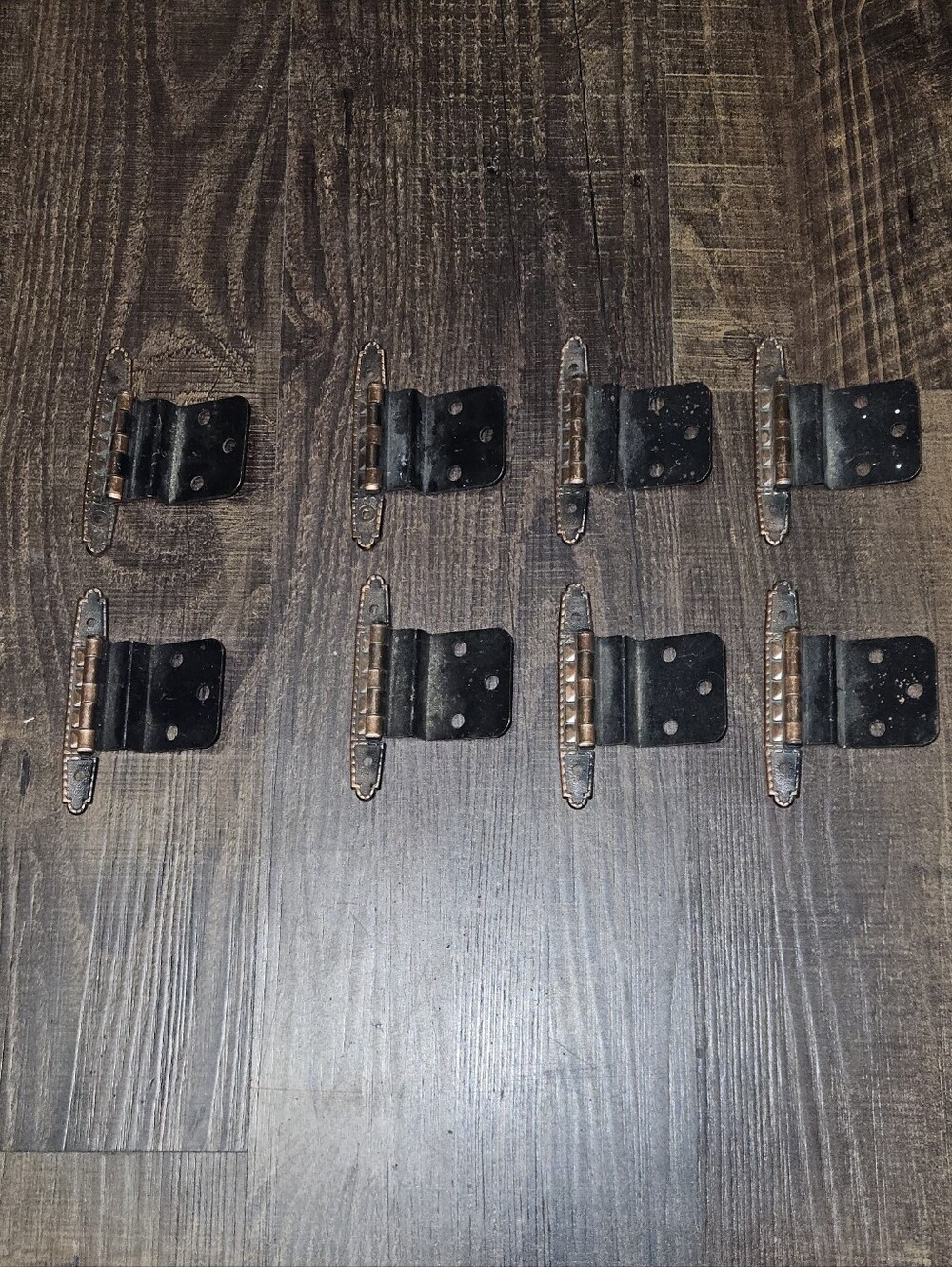 Set Of 8 (4 Pairs) Vintage Antique Copper Cabinet Hinges
